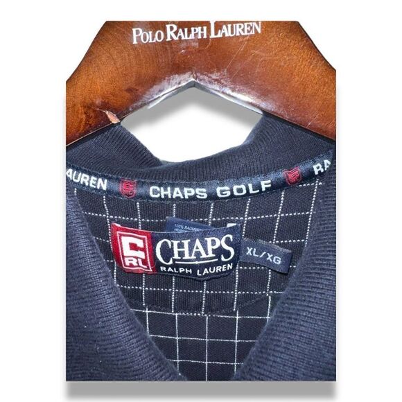 Navy Check Chaps Ralph Lauren Pique Polo Shirt Size XL - Picture 2 of 9